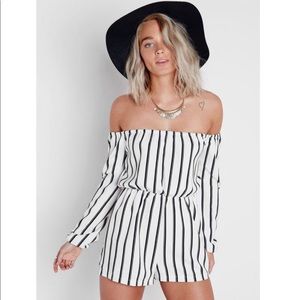 White and black striped play suit